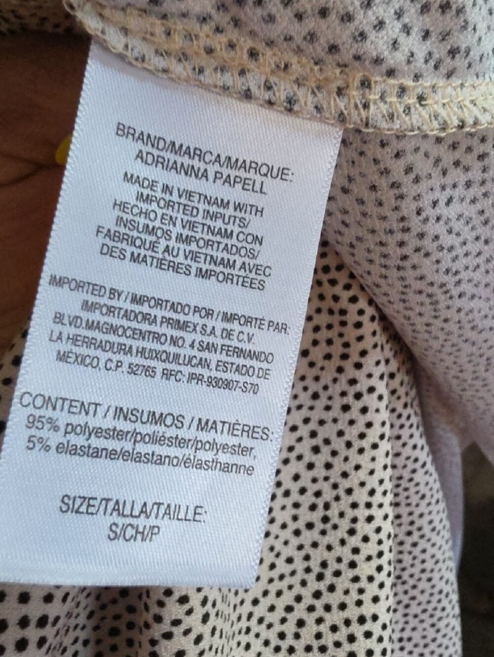Adrianna Papell Taupe Dot Tie-Neck Short Sleeve Blouse. It Can Fit A Medium. - Picture 6 of 6